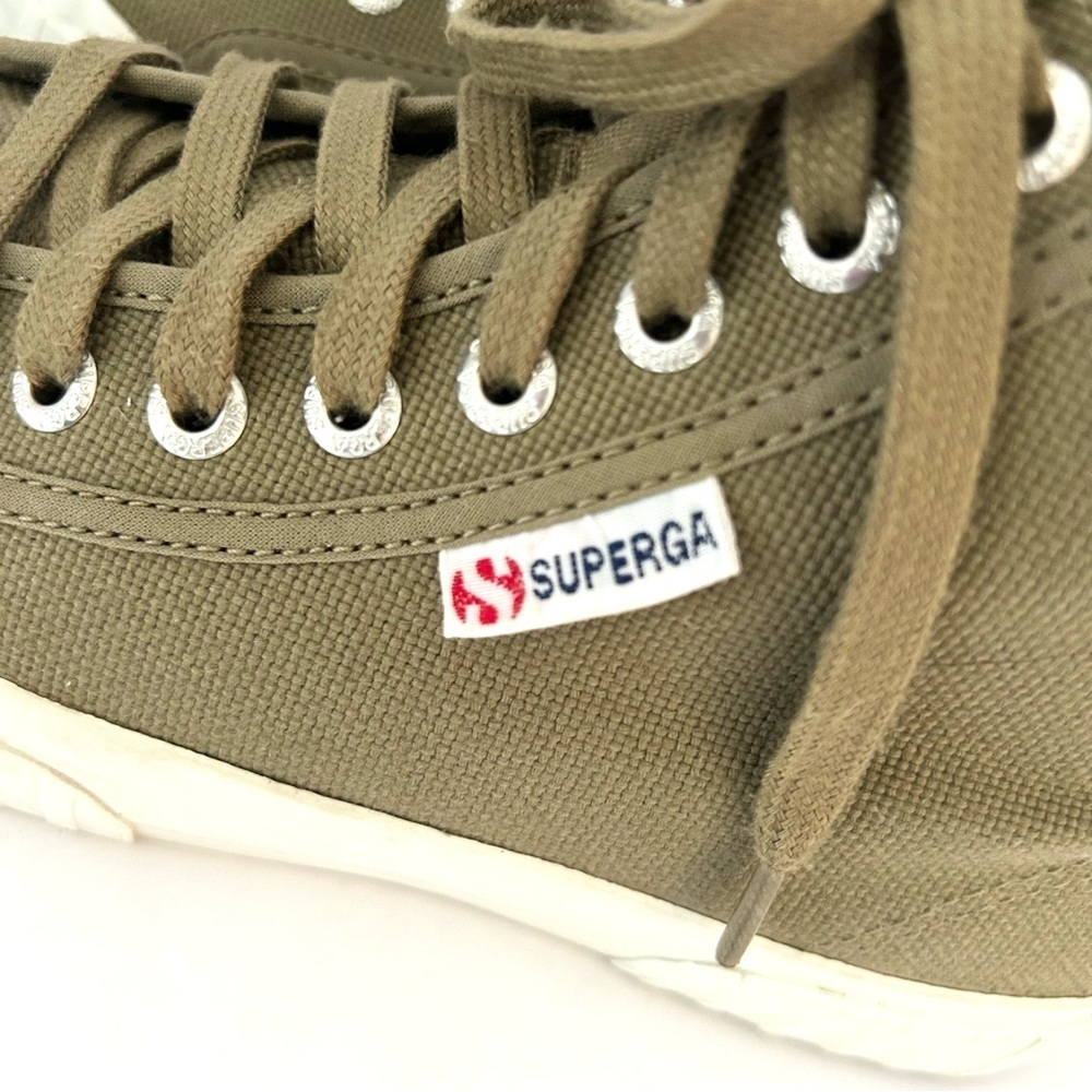 Superga High Top Sneaker Shoe Canvas Fall Comfortable Olive Green Women's Size 8 - Picture 3 of 13